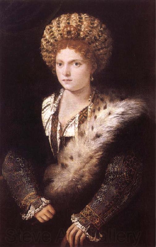 TIZIANO Vecellio Portrat of Isabella d' Este